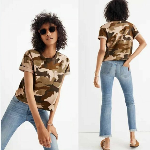 Madewell Tops - Madewell Easy Crop Short Sleeve Tee in Cottontail Camo Size Medium